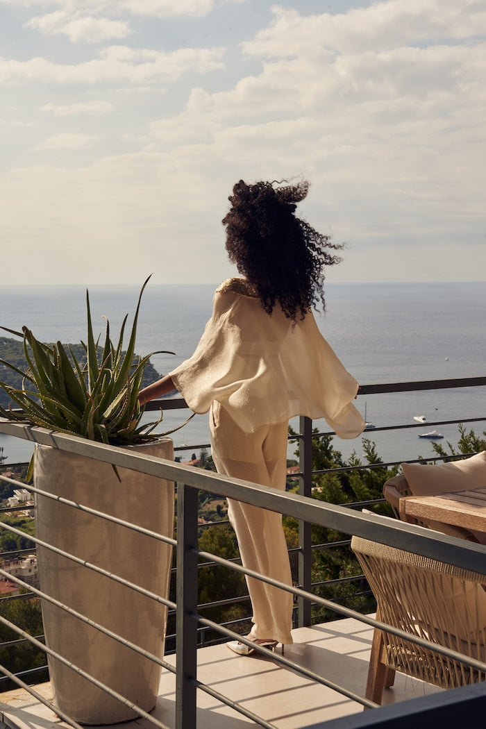 Woman OLIVIA SILK SHIRT AND PANTS SET OFF WHITE GOLD 2003061 | Sana Osmani