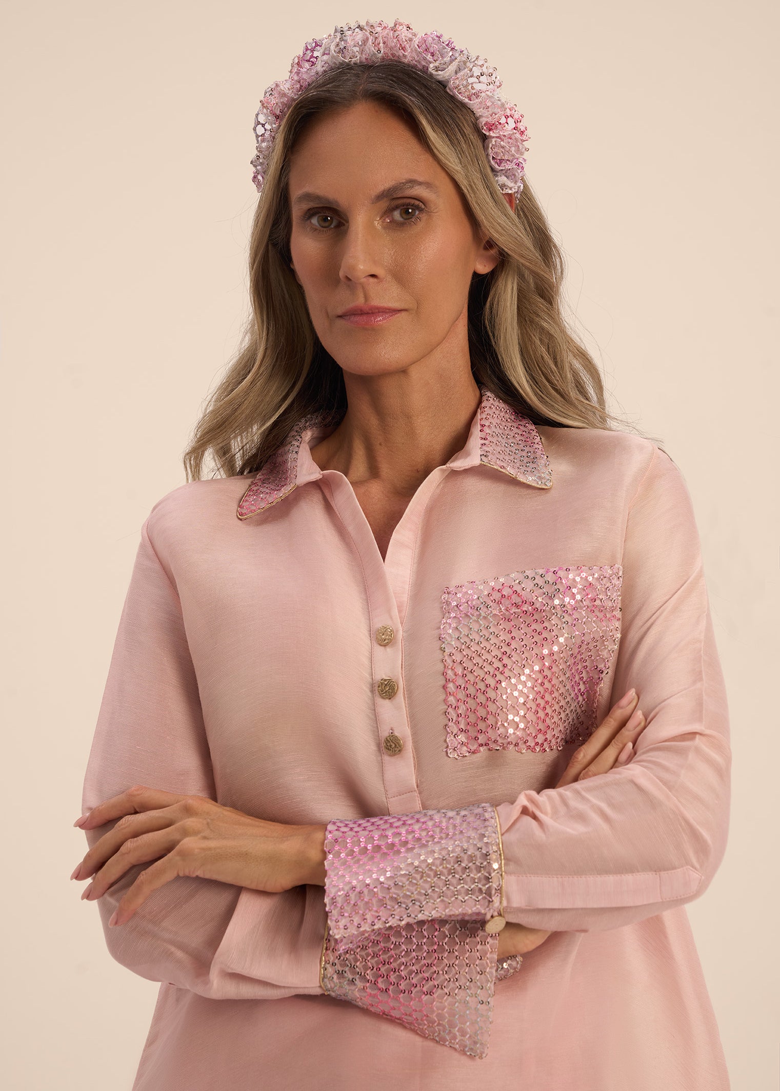 Woman FLORA HEADBAND Mother Pearl 2002305 | Sana Osmani