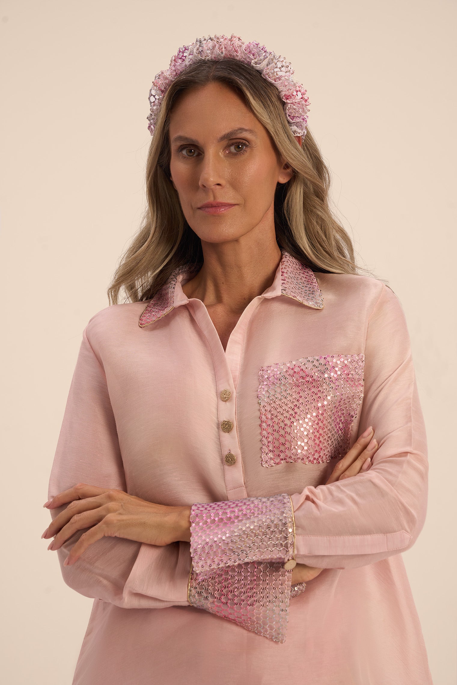 Woman FLORA HEADBAND Mother Pearl 2002305 | Sana Osmani