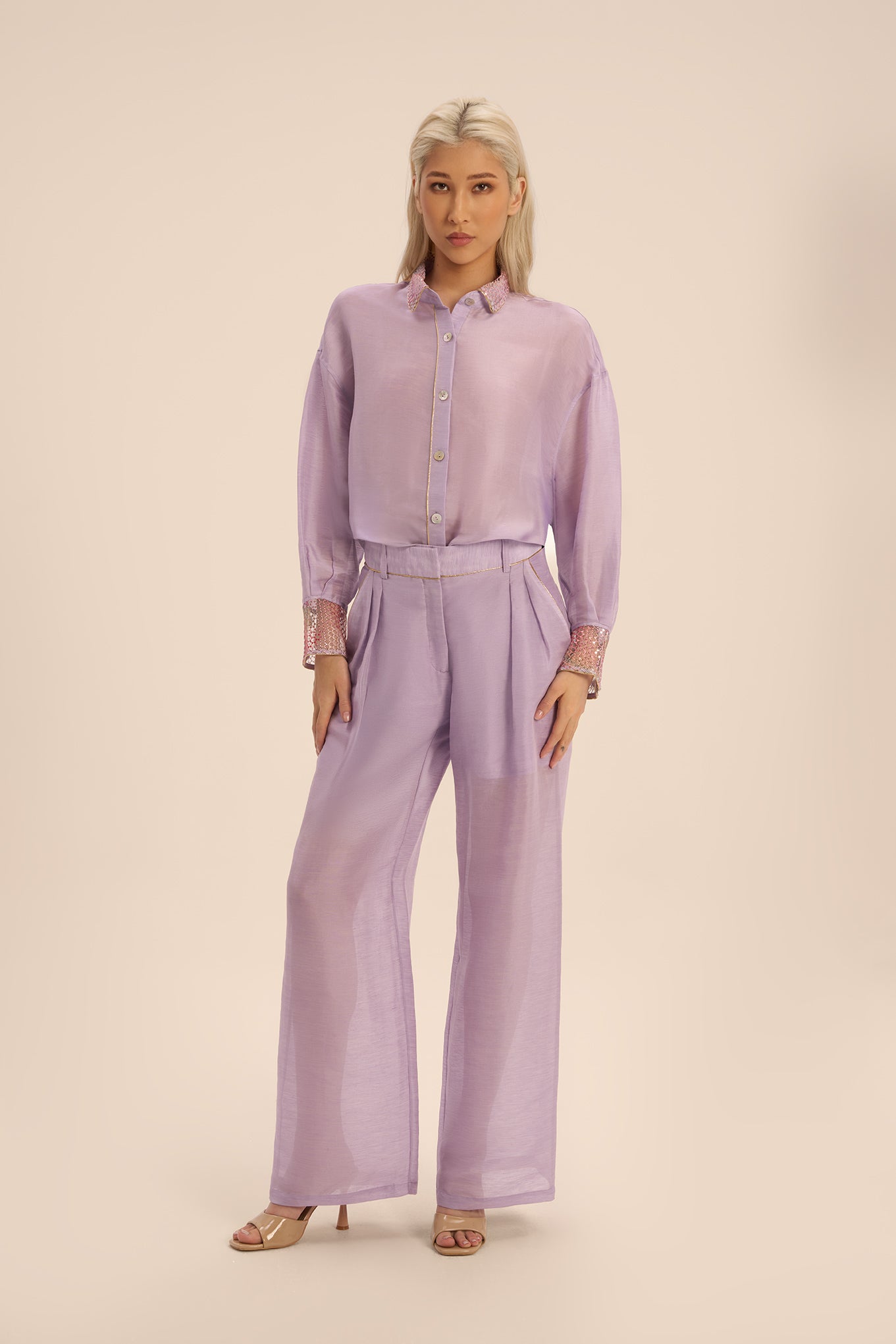 Woman GIANNA TOP AND PANTS SET Caramel Gold 2002406 | Sana Osmani