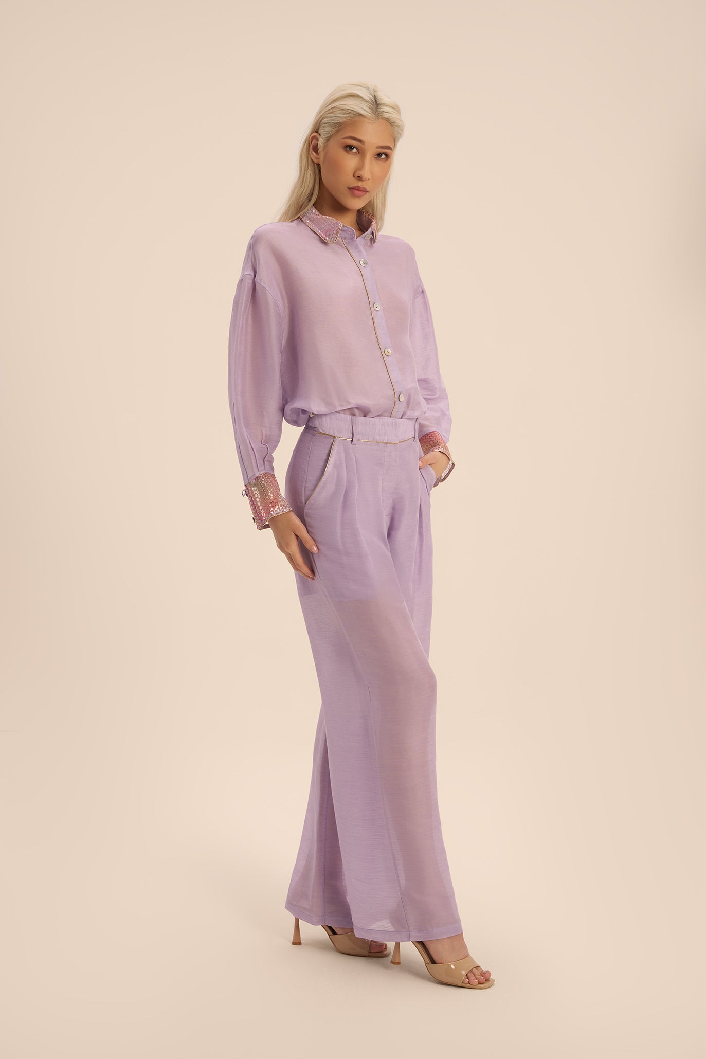 Woman GIANNA TOP AND PANTS SET Caramel Gold 2002406 | Sana Osmani