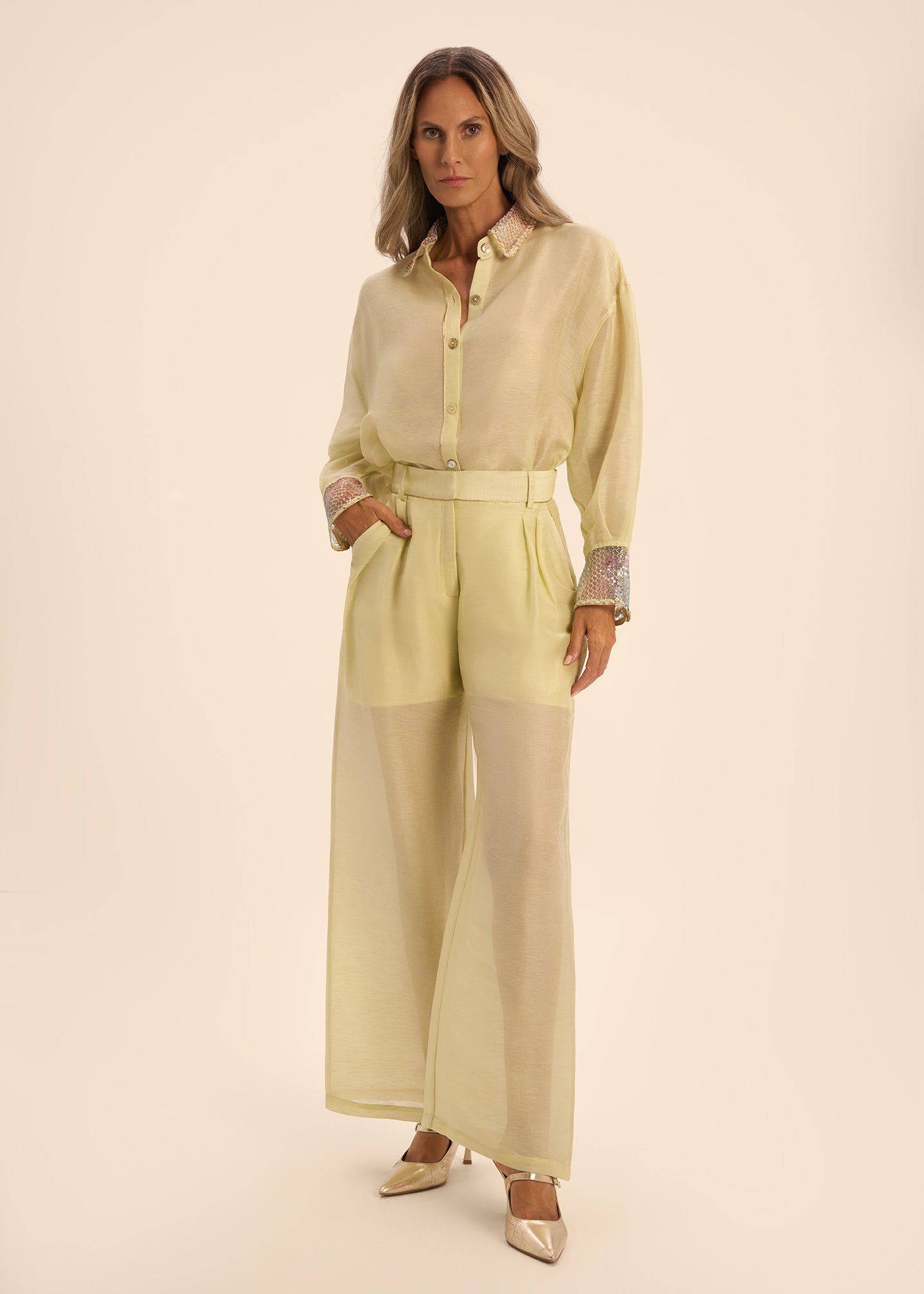 Woman GIANNA TOP AND PANTS SET Caramel Gold 2002406 | Sana Osmani