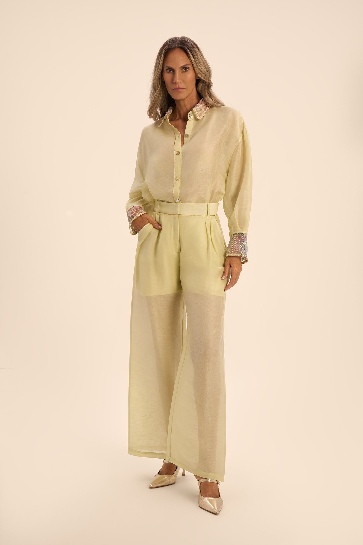 Woman GIANNA TOP AND PANTS SET Caramel Gold 2002406 | Sana Osmani
