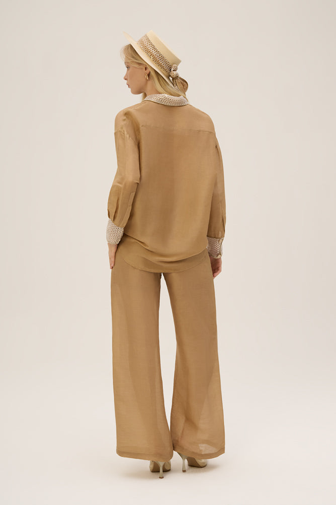 Woman GIANNA TOP AND PANTS SET Caramel Gold 2002406 | Sana Osmani