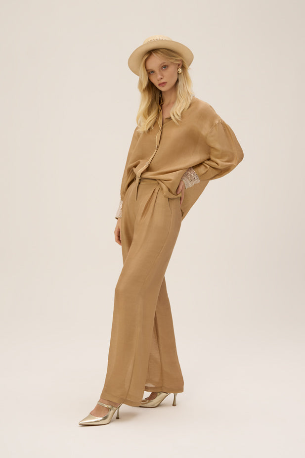 Woman GIANNA TOP AND PANTS SET Caramel Gold 2002406 | Sana Osmani