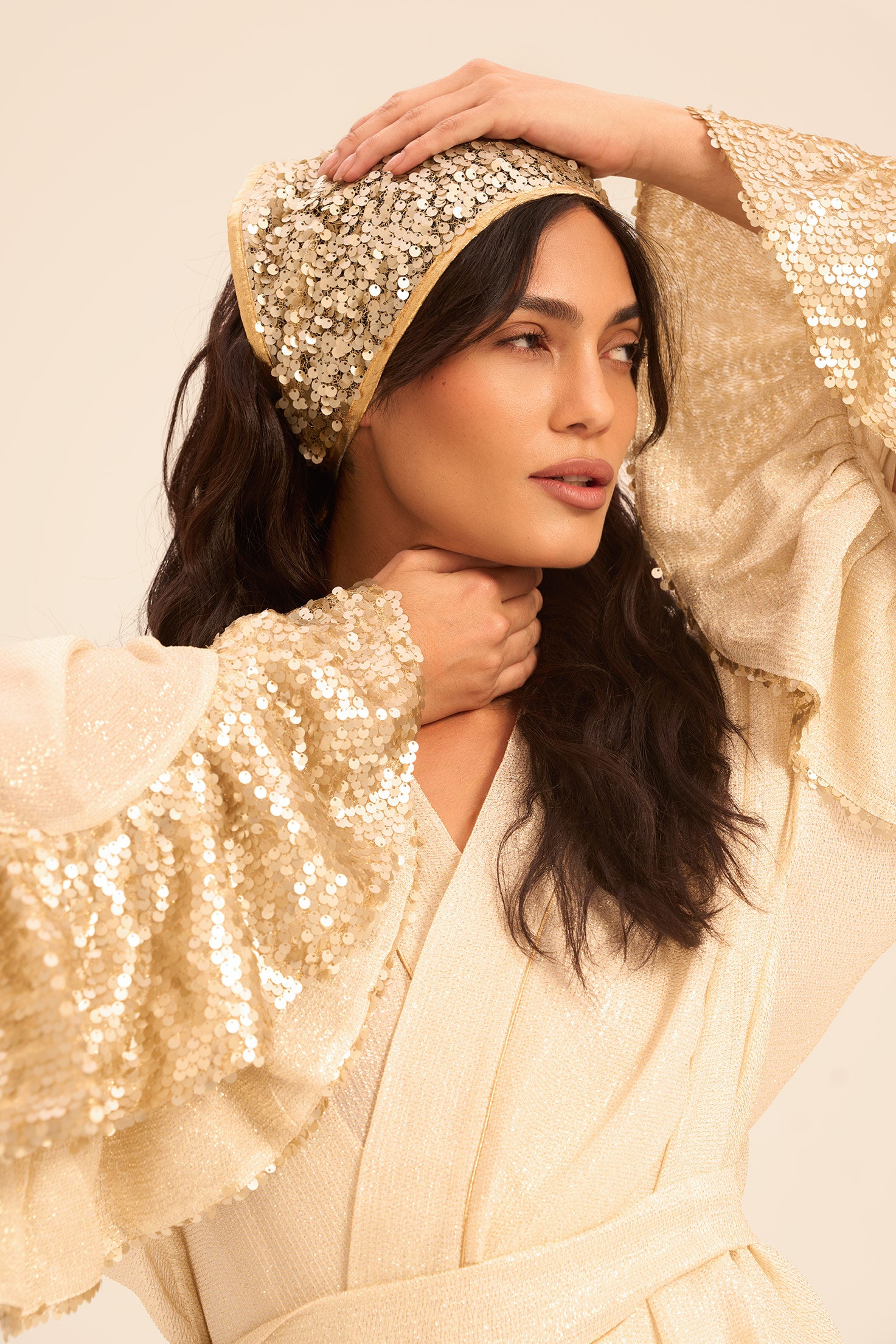 Woman HUSN SEQUIN BANDANA Gold Sequin 2002768 | Sana Osmani
