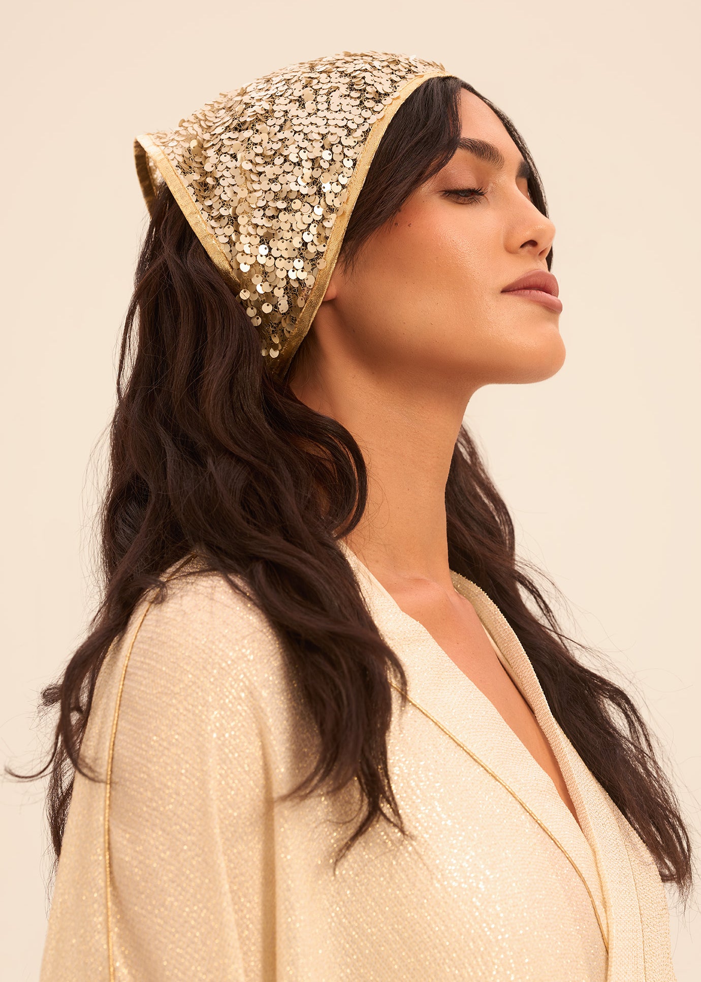 Woman HUSN SEQUIN BANDANA Gold Sequin 2002768 | Sana Osmani