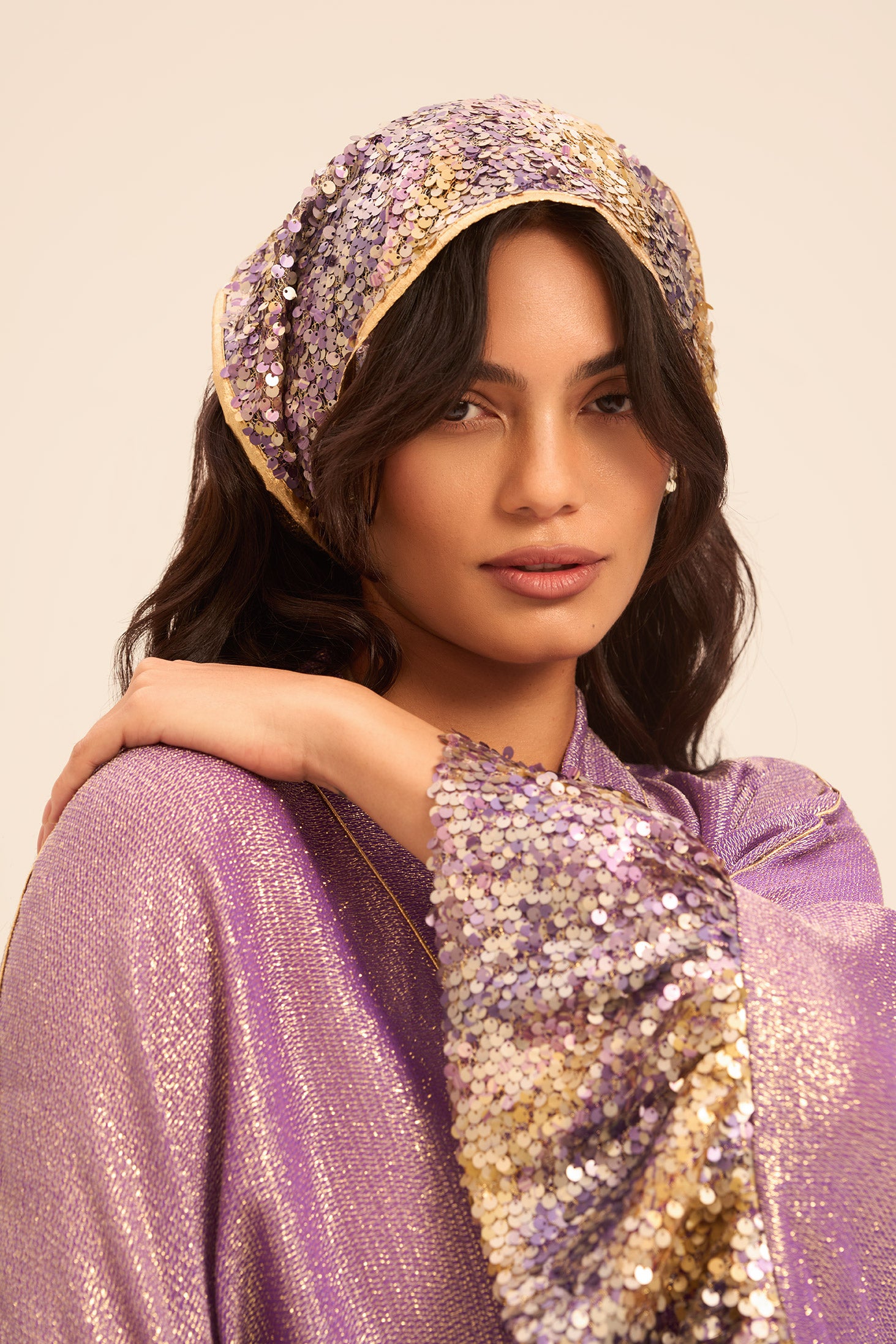 Woman HUSN SEQUIN BANDANA Gold Sequin 2002768 | Sana Osmani