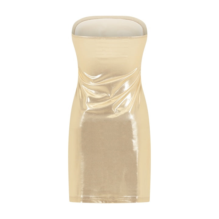 Woman Metallic Gold Illa Slip Dress 100399 | Sana Osmani Woman Metallic Gold Illa Slip Dress 100399 | Sana Osmani