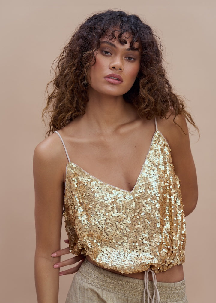 Woman Iris Crop Top Gold 2001075 | Sana Osmani