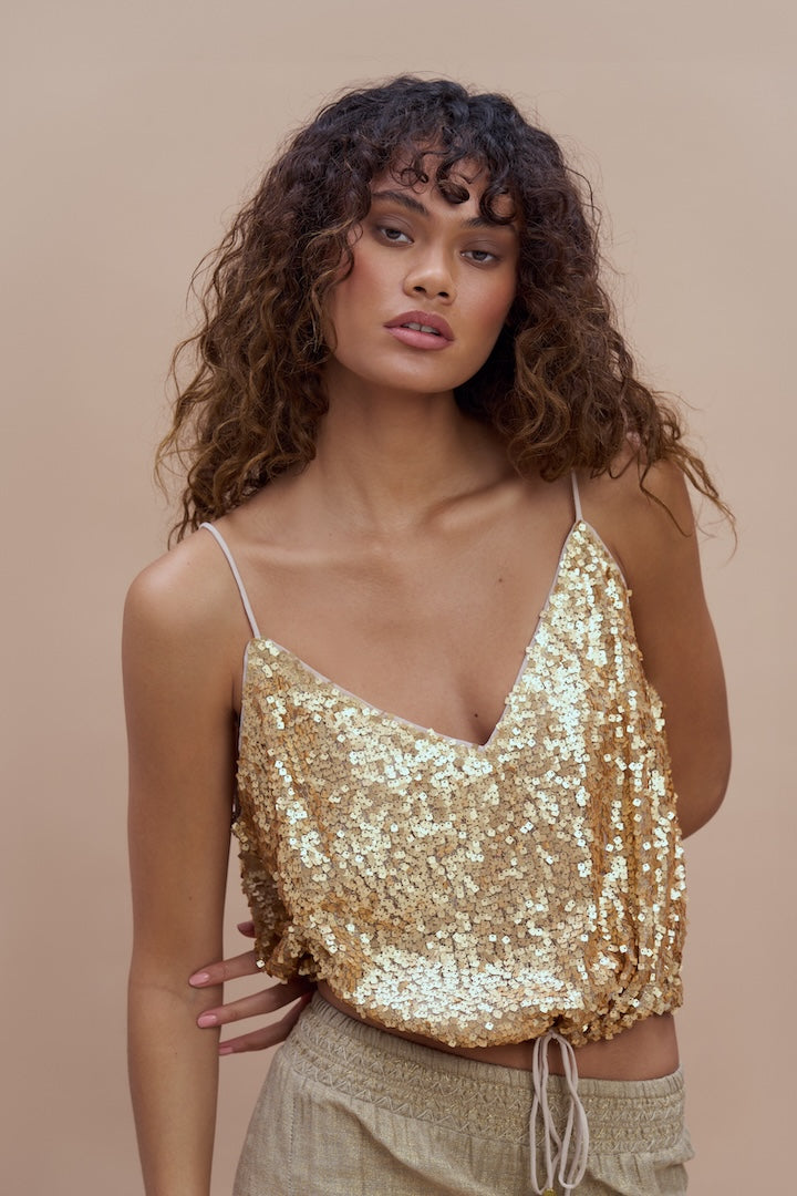 Woman Iris Crop Top Gold 2001075 | Sana Osmani