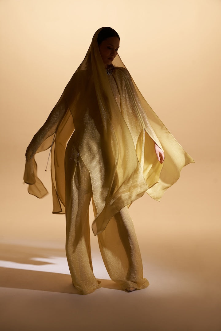 Woman ISOLINE SILK SHIRT AND PANTS SET Illuminate Gold 2003085 | Sana Osmani