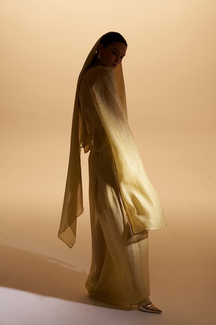 Woman ISOLINE SILK SHIRT AND PANTS SET Illuminate Gold 2003085 | Sana Osmani