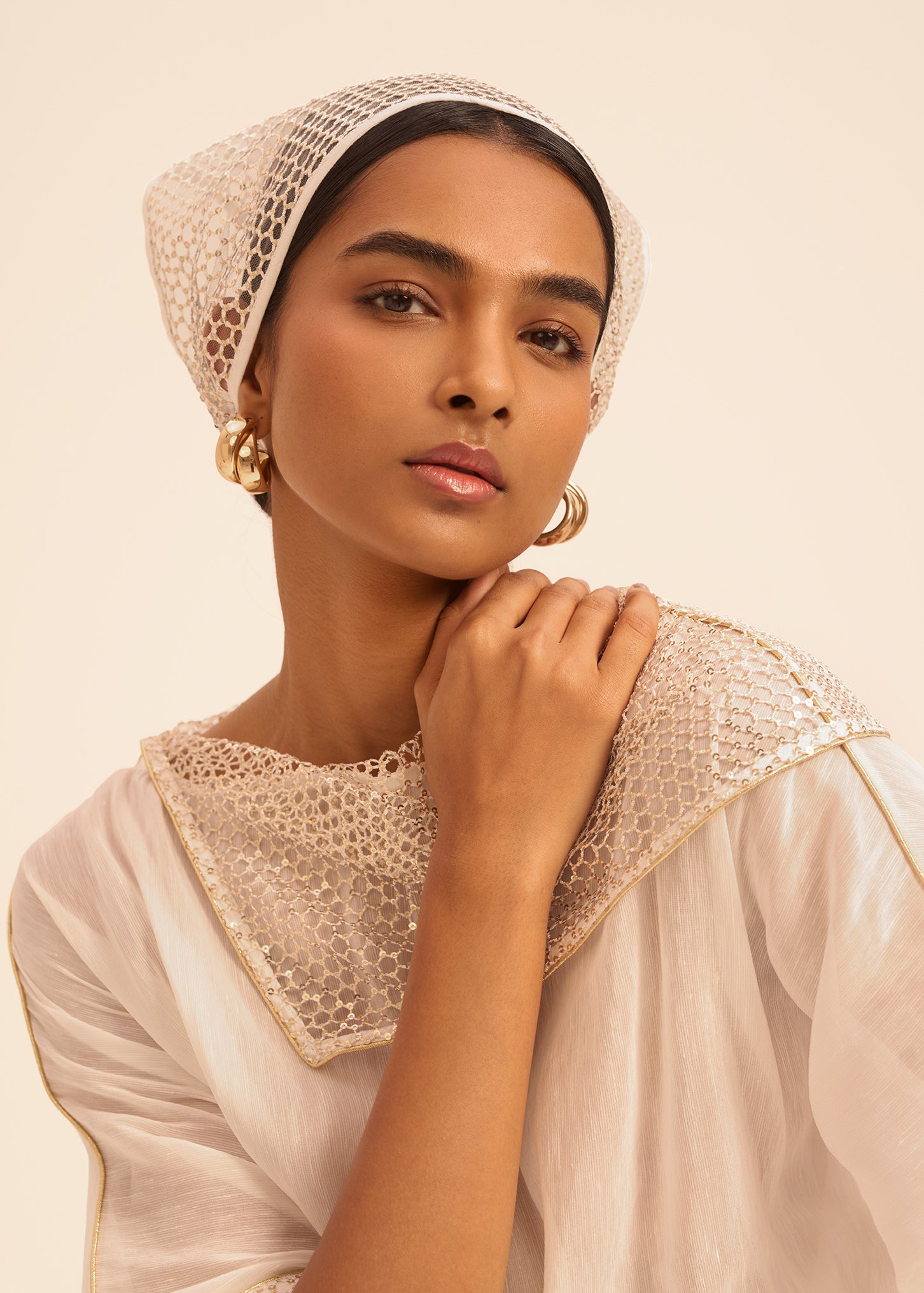 Woman IVANA FISHNET BANDANA White Gold 2002766 | Sana Osmani