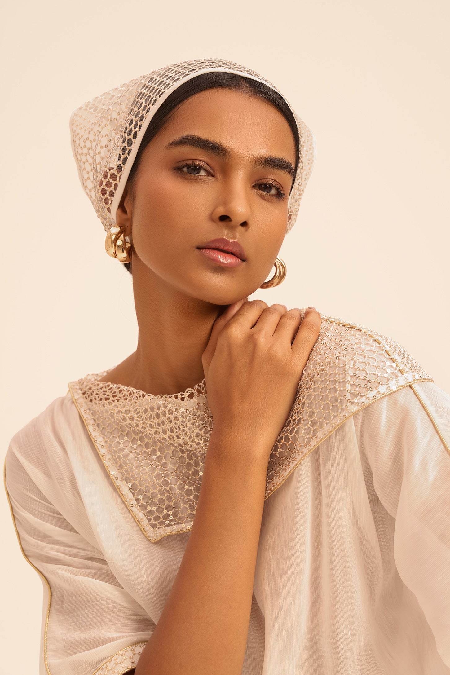 Woman IVANA FISHNET BANDANA White Gold 2002766 | Sana Osmani