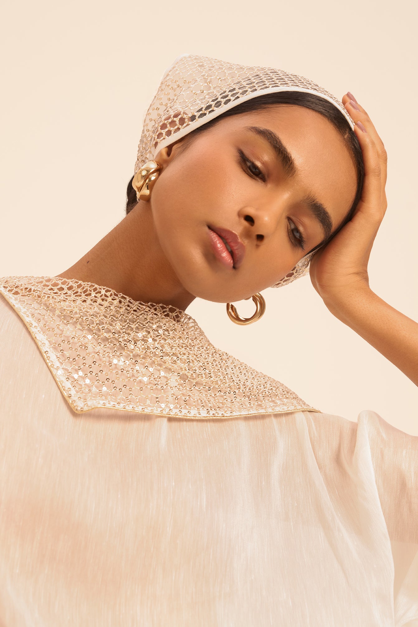 Woman IVANA FISHNET BANDANA White Gold 2002766 | Sana Osmani