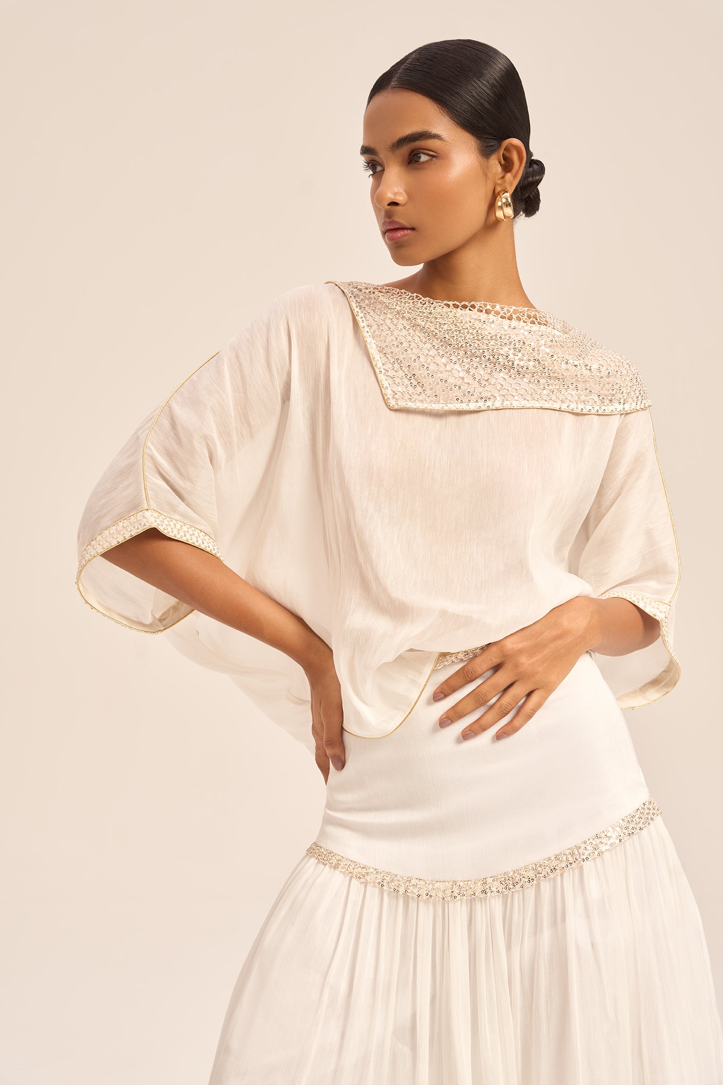 Woman مجموعة قميص جوليت و تنورة طويلة من حرير لين دالمه بلاك 2003292 | Sana Osmani