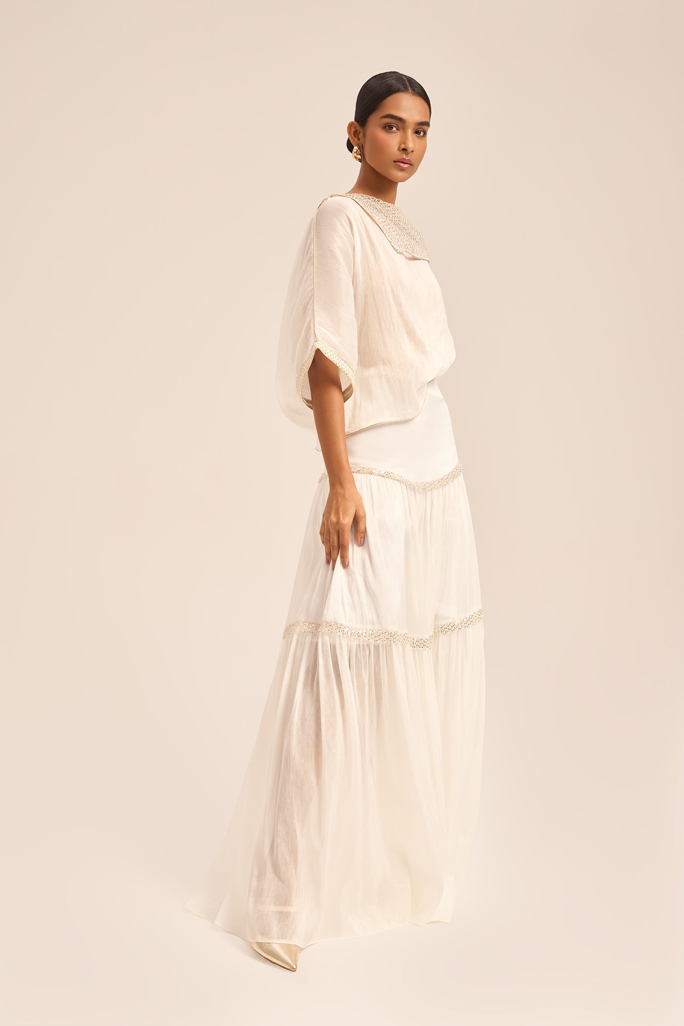 Woman مجموعة قميص جوليت و تنورة طويلة من حرير لين دالمه بلاك 2003292 | Sana Osmani