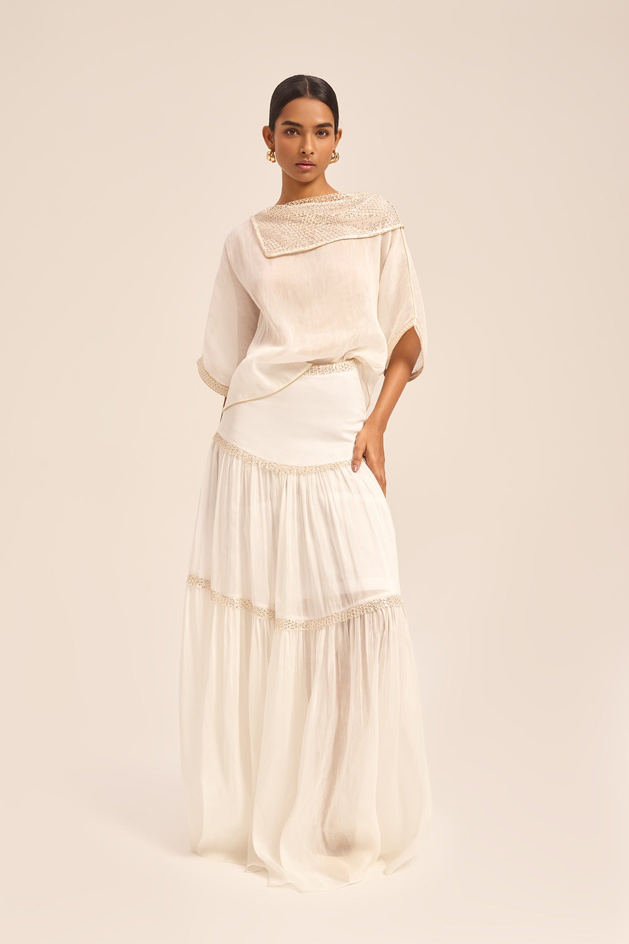 Woman مجموعة قميص جوليت و تنورة طويلة من حرير لين دالمه بلاك 2003292 | Sana Osmani