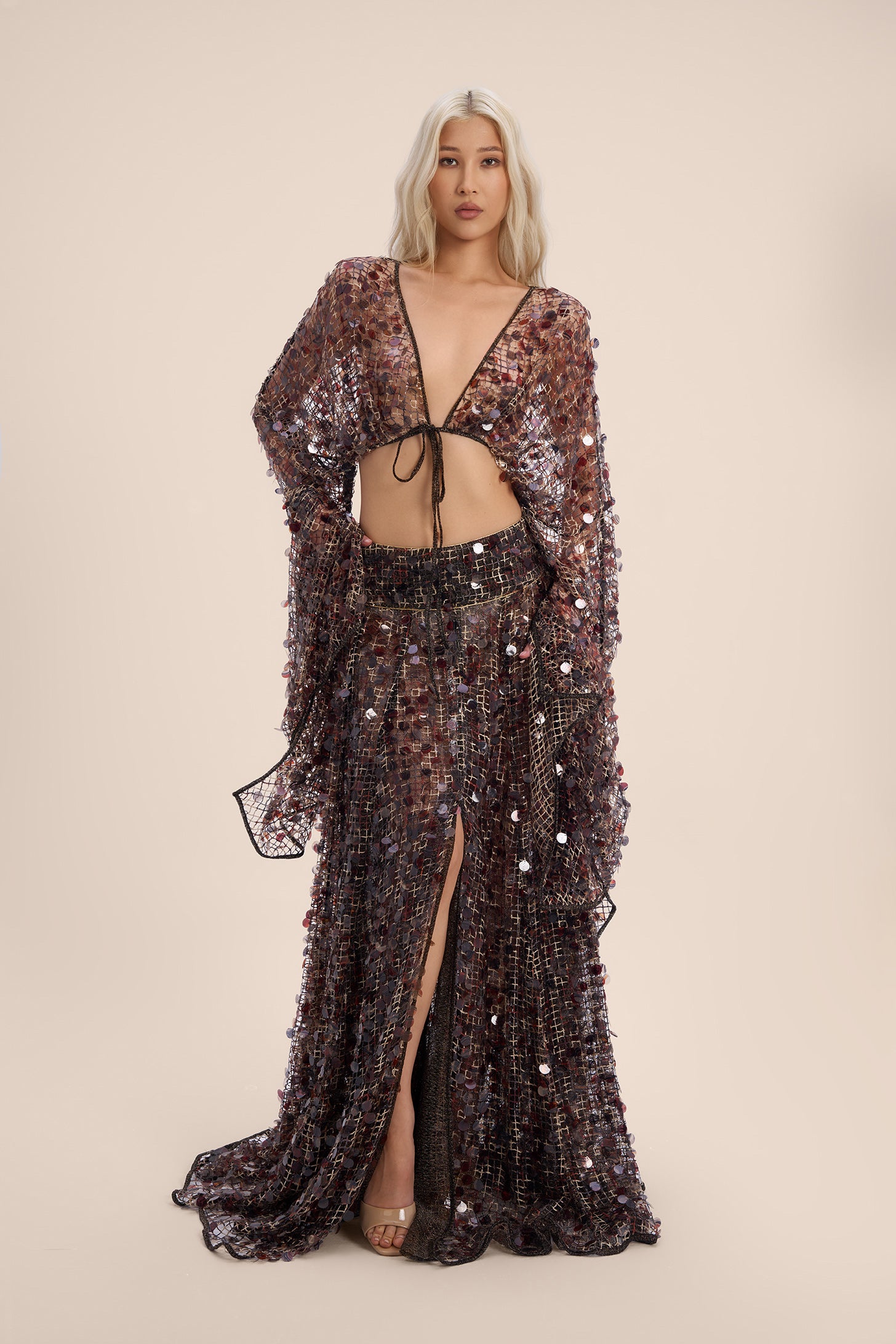 Woman KATRINA TIE-UP FRONT SEQUIN TOP Leopez 2002525 | Sana Osmani