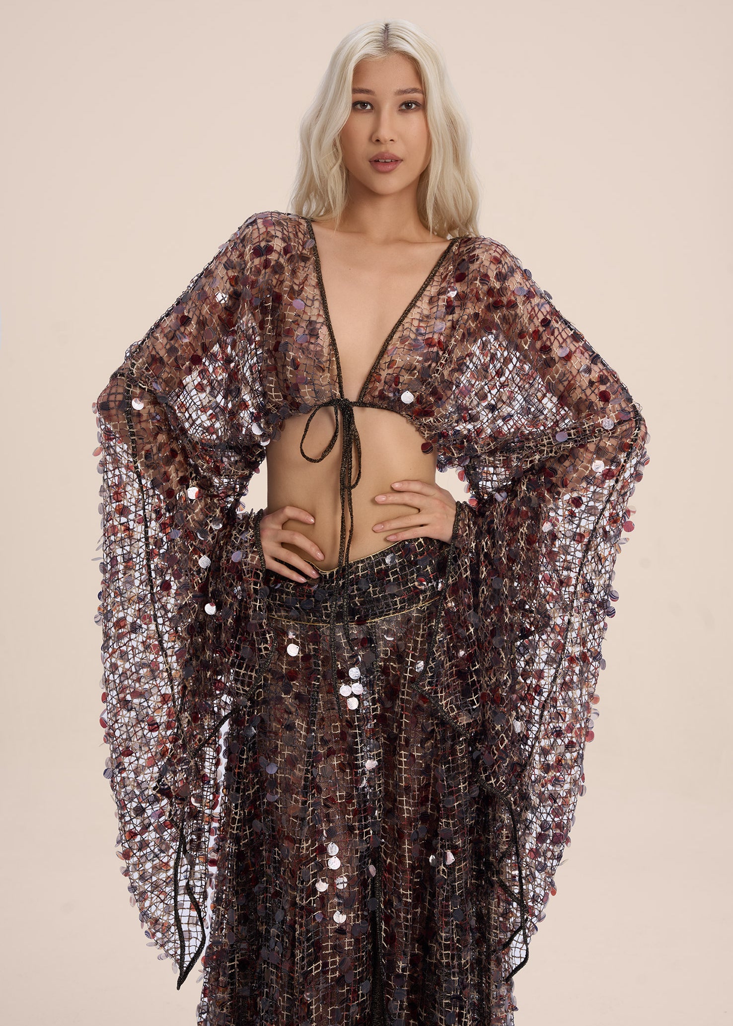 Woman KATRINA TIE-UP FRONT SEQUIN TOP Leopez 2002525 | Sana Osmani