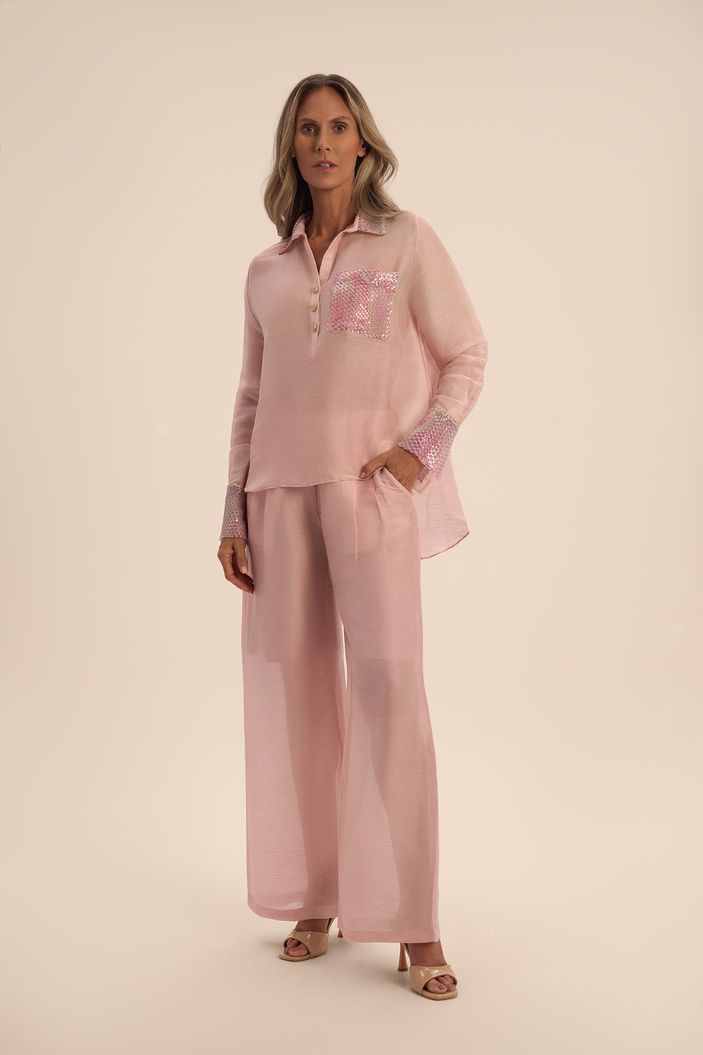 Woman LILOU LINSILK PANTS Blush 2003003 | Sana Osmani