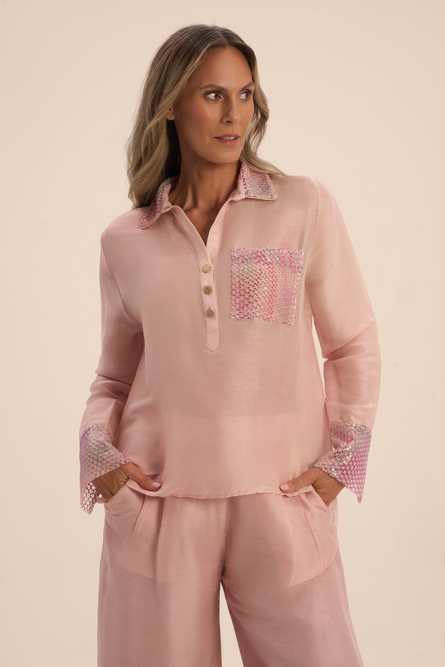 Woman LILOU LINSILK PANTS Blush 2003003 | Sana Osmani