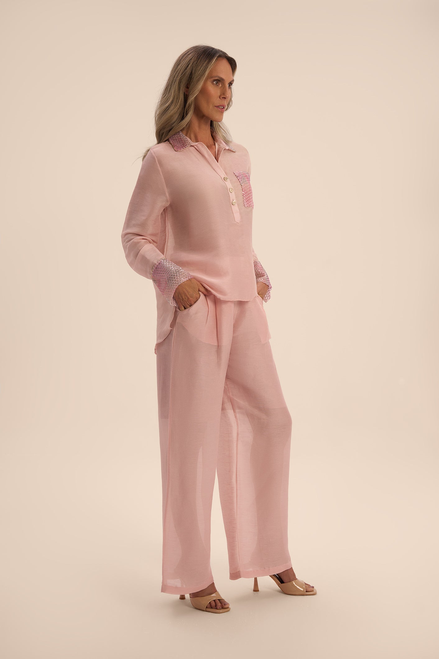 Woman LILOU LINSILK PANTS Blush 2003003 | Sana Osmani