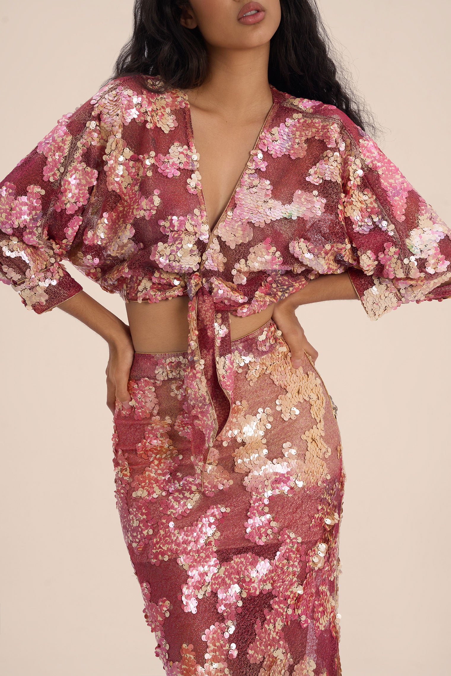 Woman LUSTRE SEQUIN SKIRT Gold 2002745 | Sana Osmani