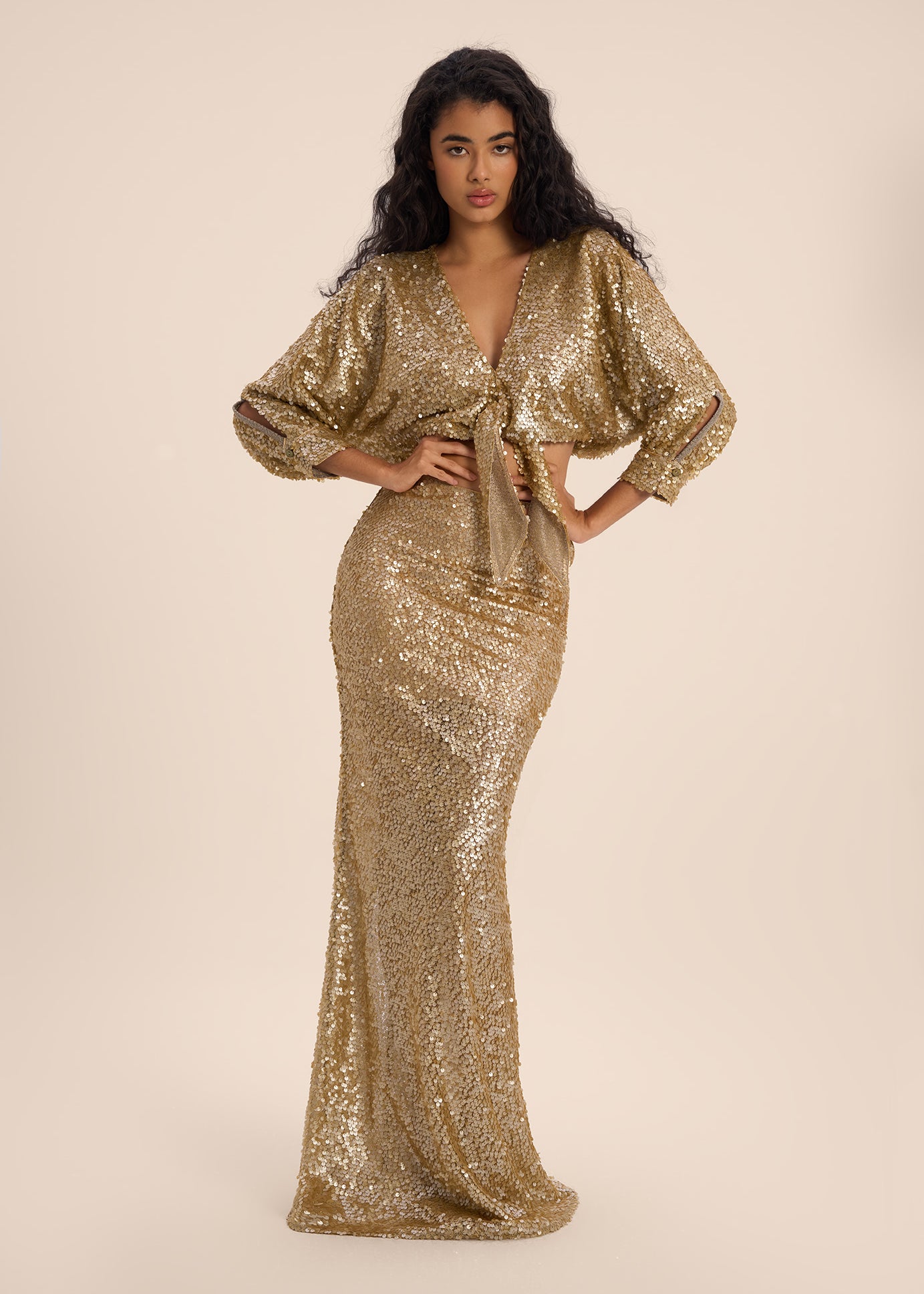 Woman LUSTRE SEQUIN SKIRT Gold 2002745 | Sana Osmani