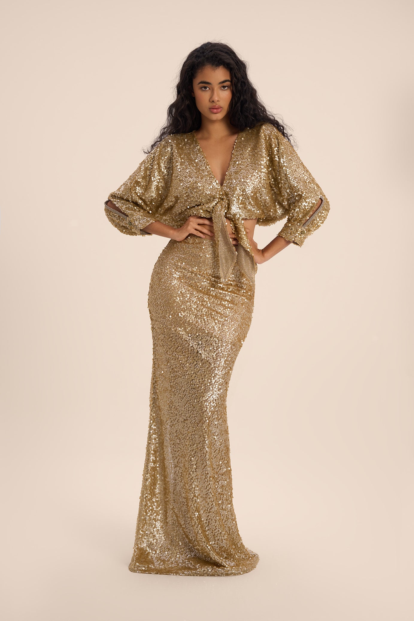 Woman LUSTRE SEQUIN SKIRT Gold 2002745 | Sana Osmani