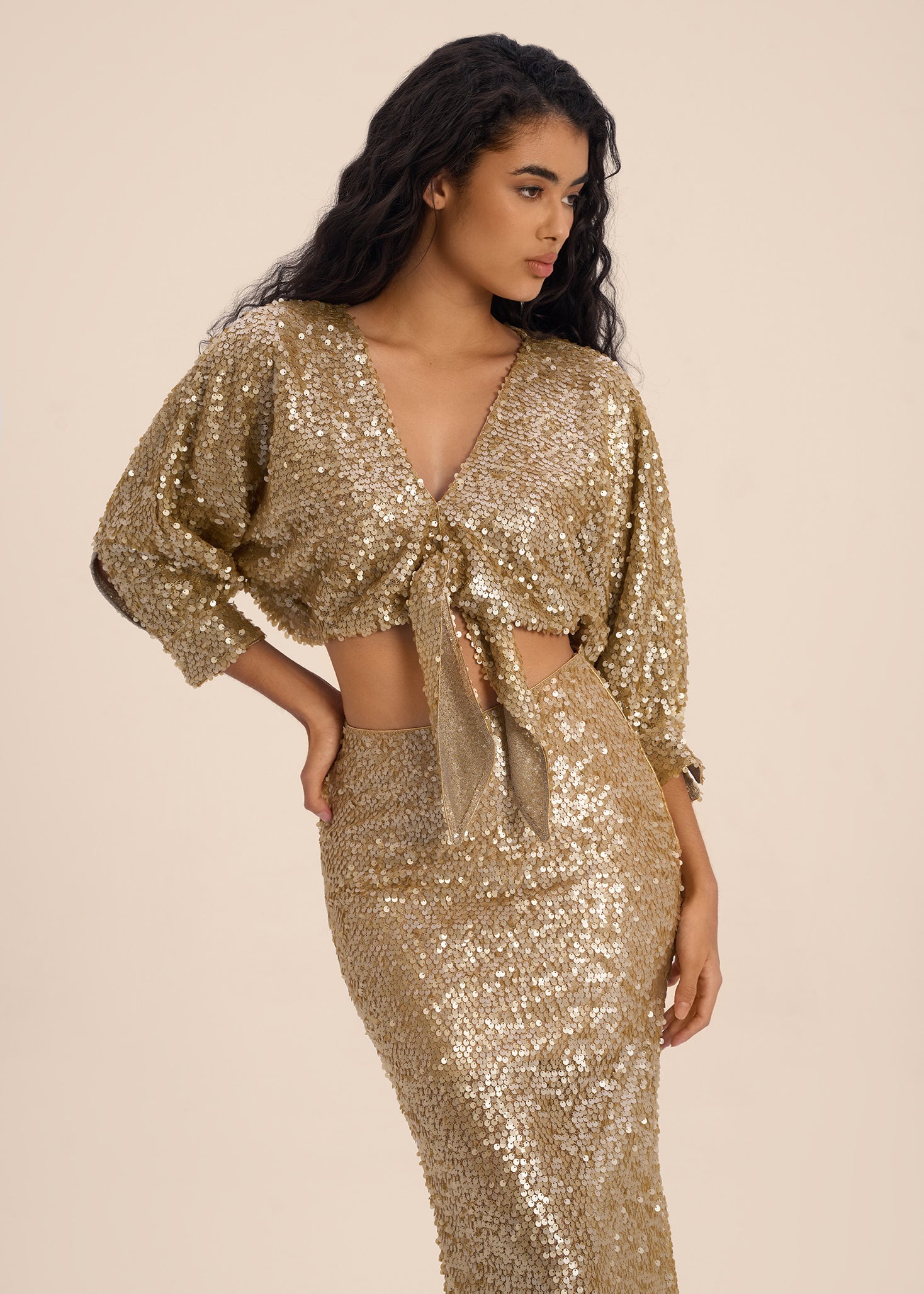 Woman LUSTRE SEQUIN TOP Gold 2002739 | Sana Osmani