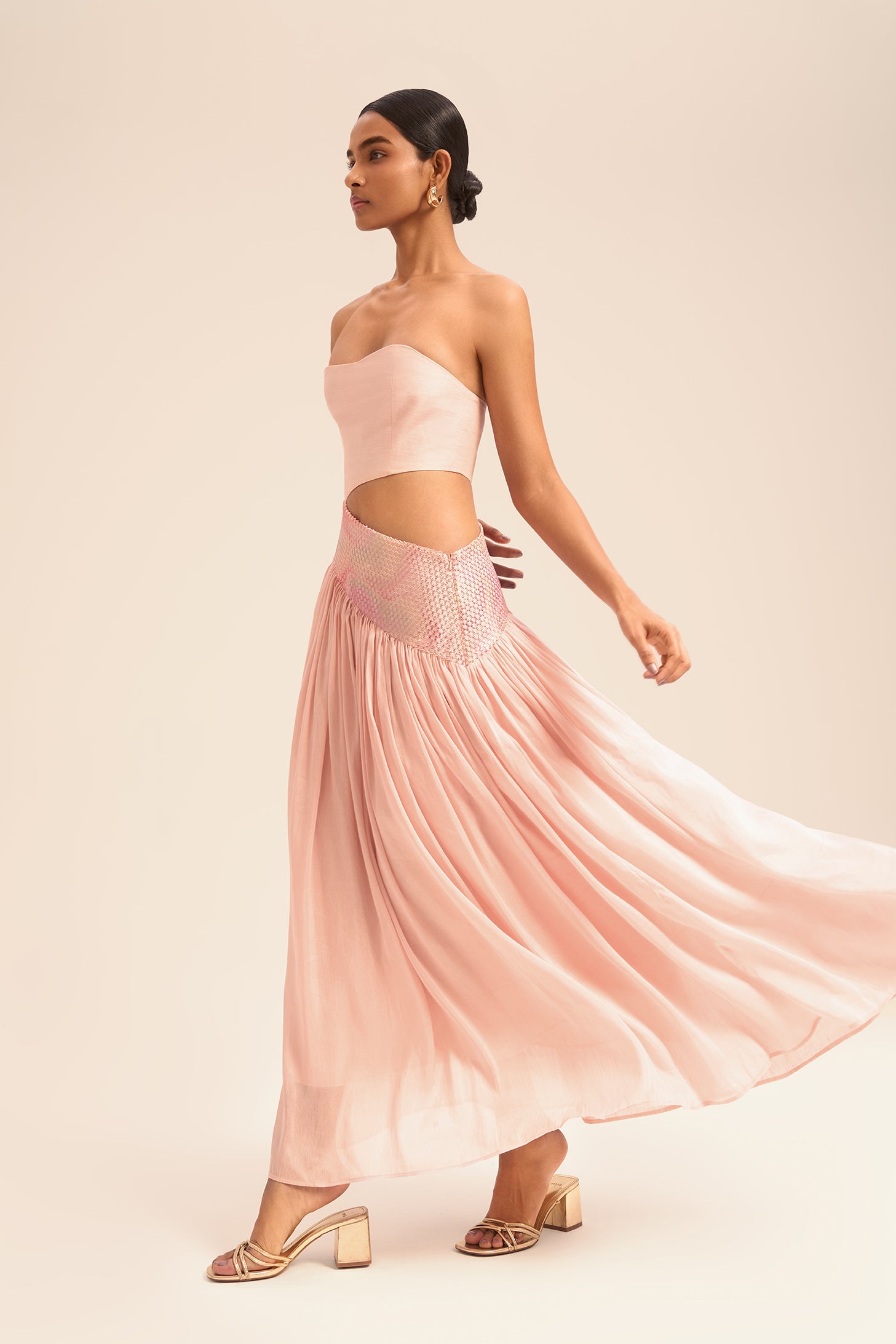 Woman LENORA LONG LENGTH LINSILK DRESS Blush 2003157 | Sana Osmani