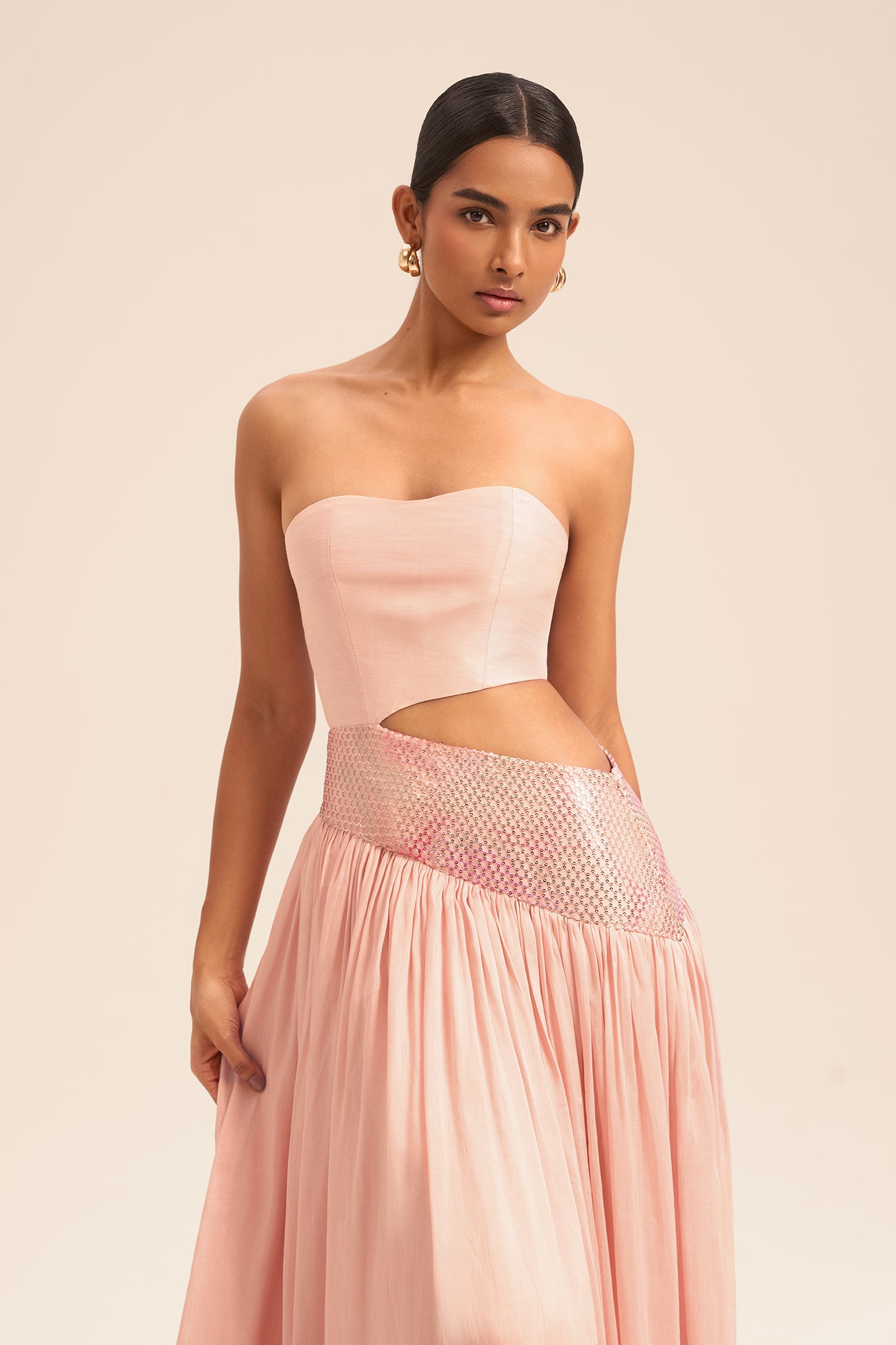 Woman LENORA LONG LENGTH LINSILK DRESS Blush 2003157 | Sana Osmani