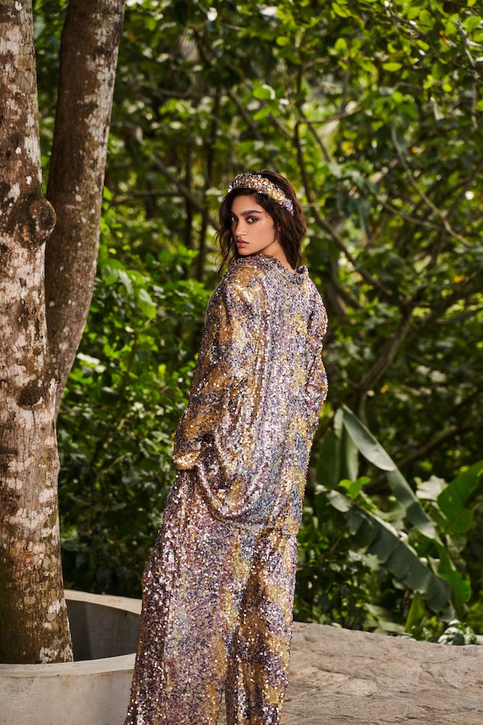 Woman ADELINE SEQUIN BLAZER AND PANTS SET Gold 2002499 | Sana Osmani