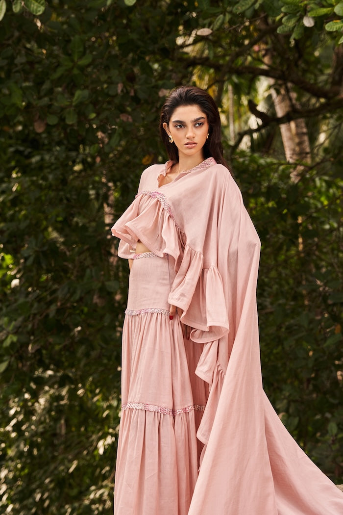 Woman مجموعة قميص جوليت و تنورة طويلة من حرير لين دالمه بلاك 2003292 | Sana Osmani