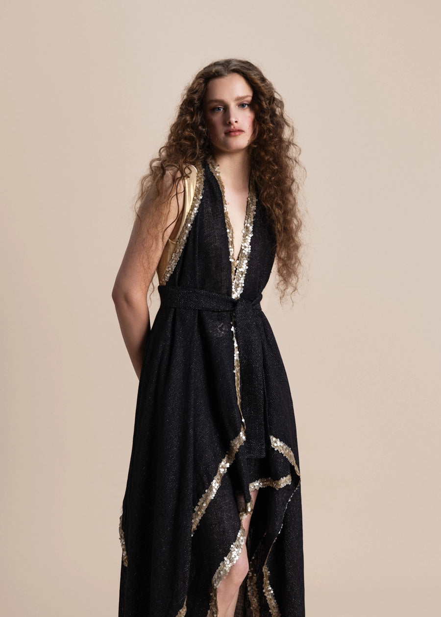 Woman Wheat Rich Gold Petal Kimono Dress 2001525 | Sana Osmani Woman Wheat Rich Gold Petal Kimono Dress 2001525 | Sana Osmani