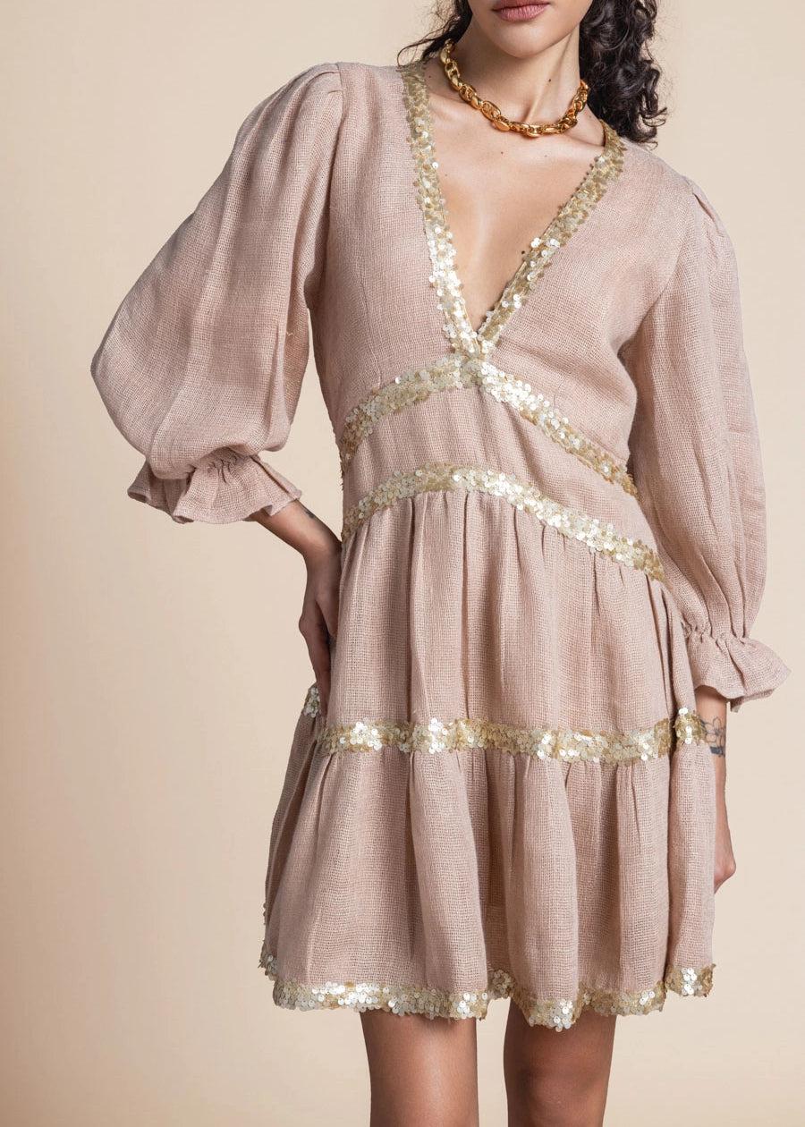 Woman Miriam Backless Mini Dress Wheat Rich Gold 2001535 | Sana Osmani