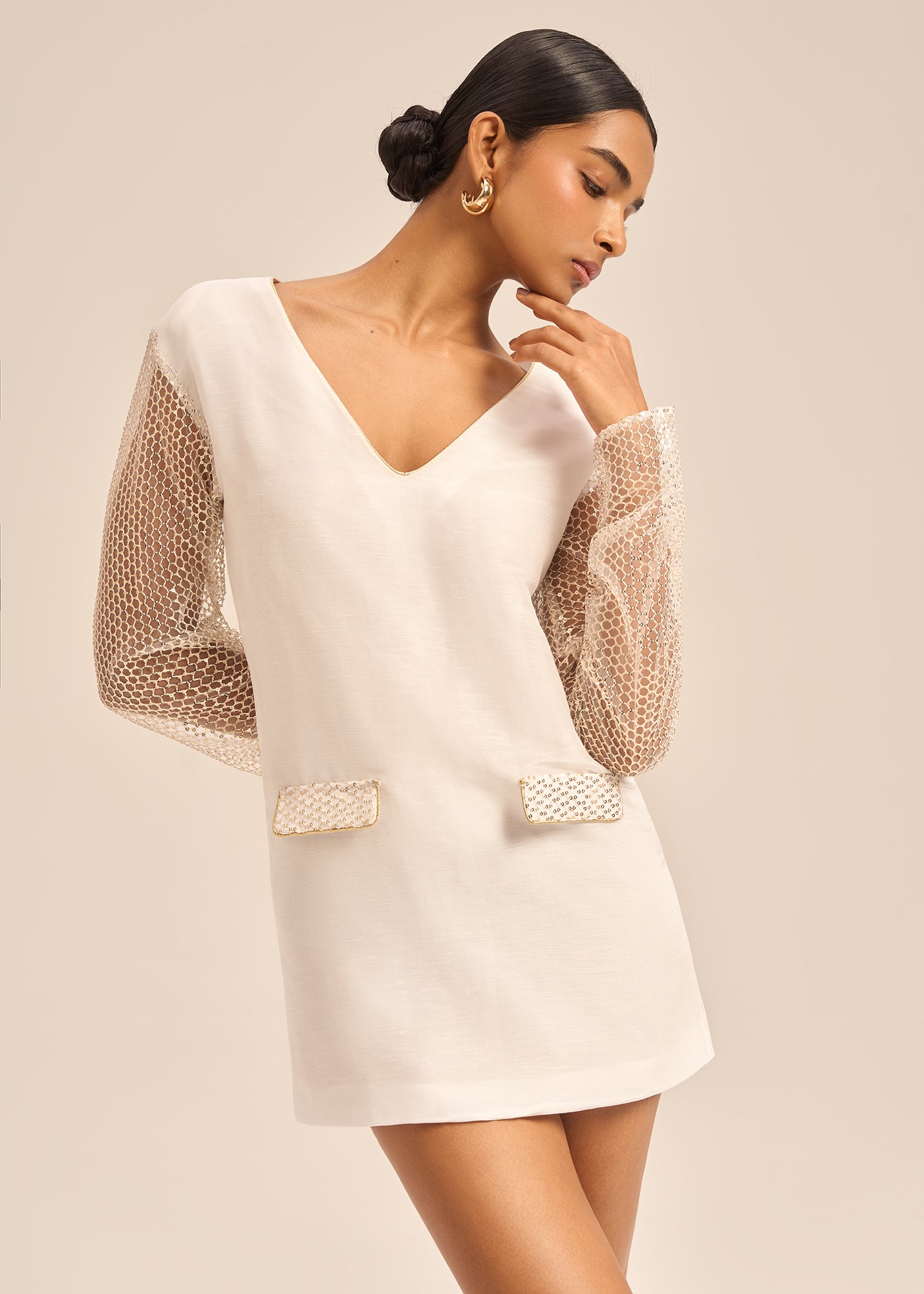 Woman LUNE LINSILK MINI DRESS Vanilla 2003172 | Sana Osmani