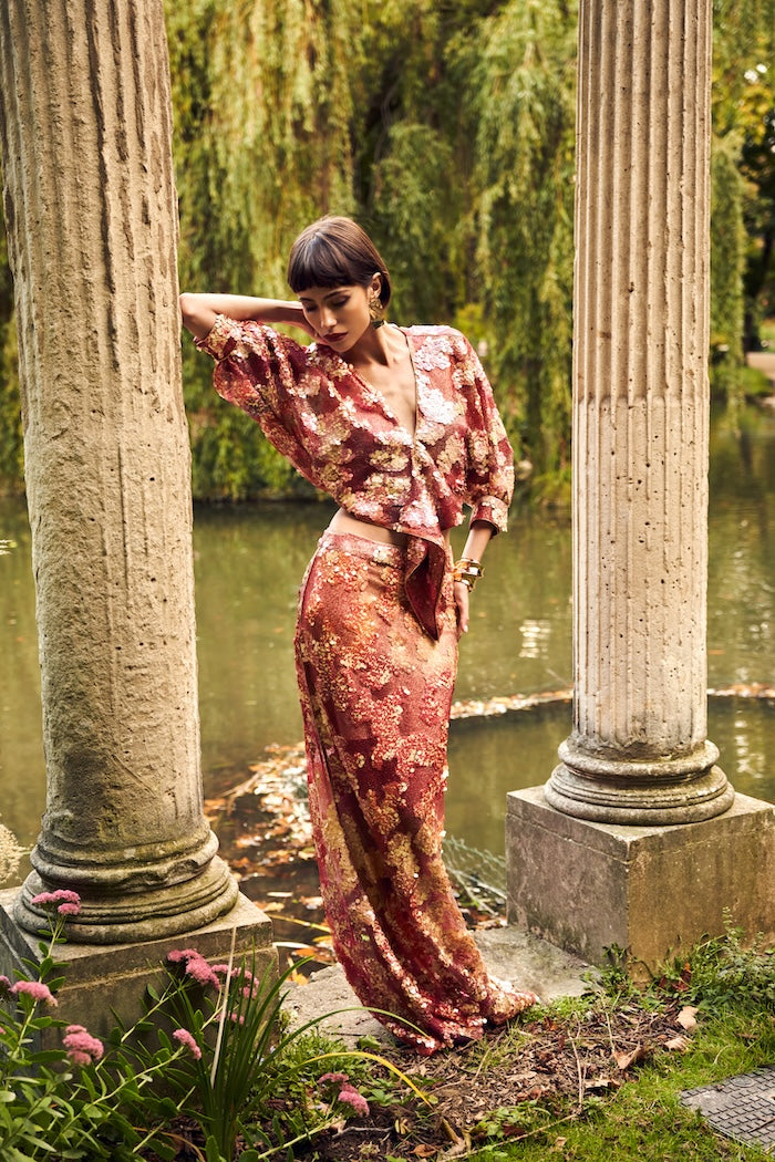 Woman LUSTRE SEQUIN SKIRT Gold 2002745 | Sana Osmani