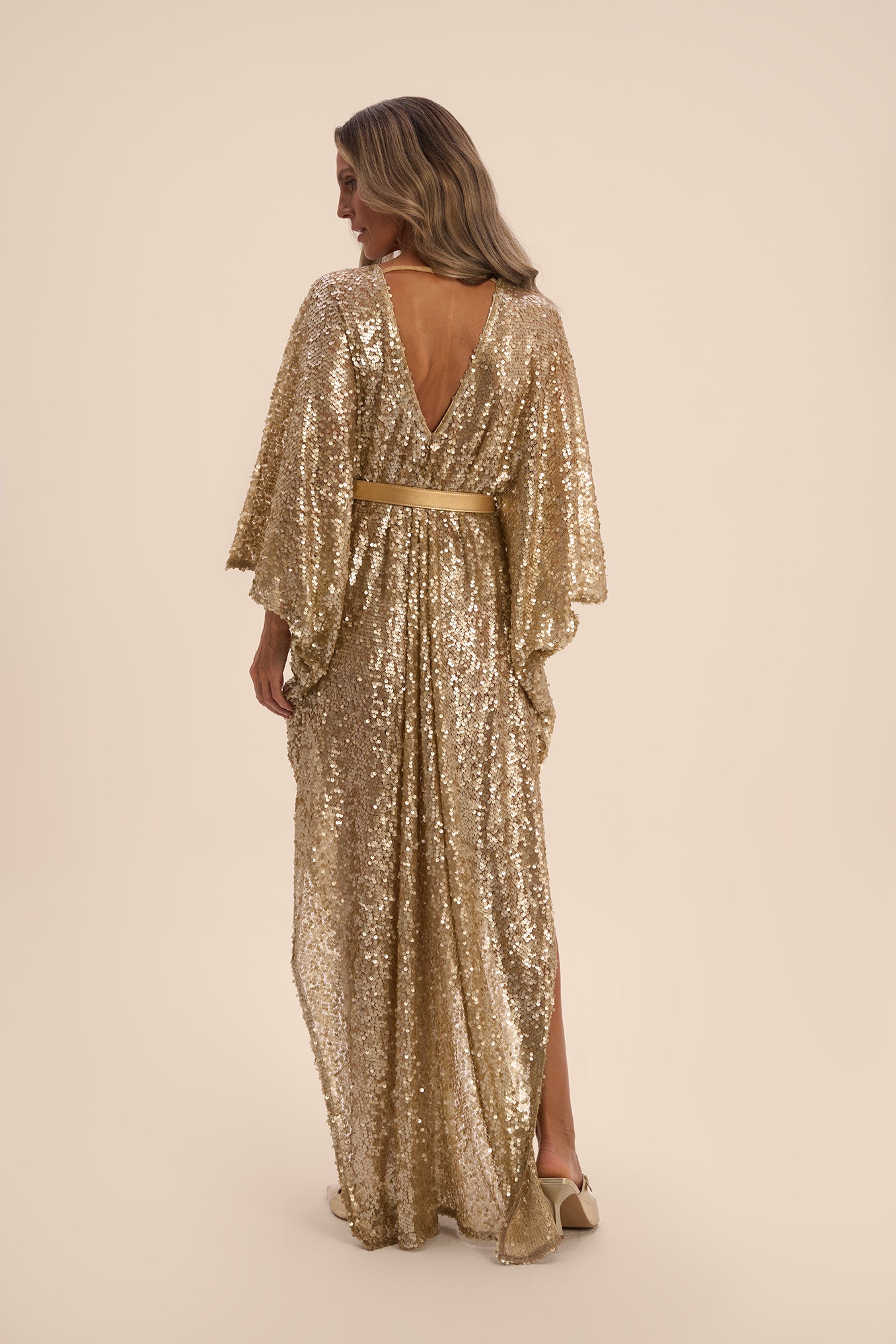 Woman Marie Lou Sequin V-Neckline Kaftan Macchiato 2002534 | Sana Osmani