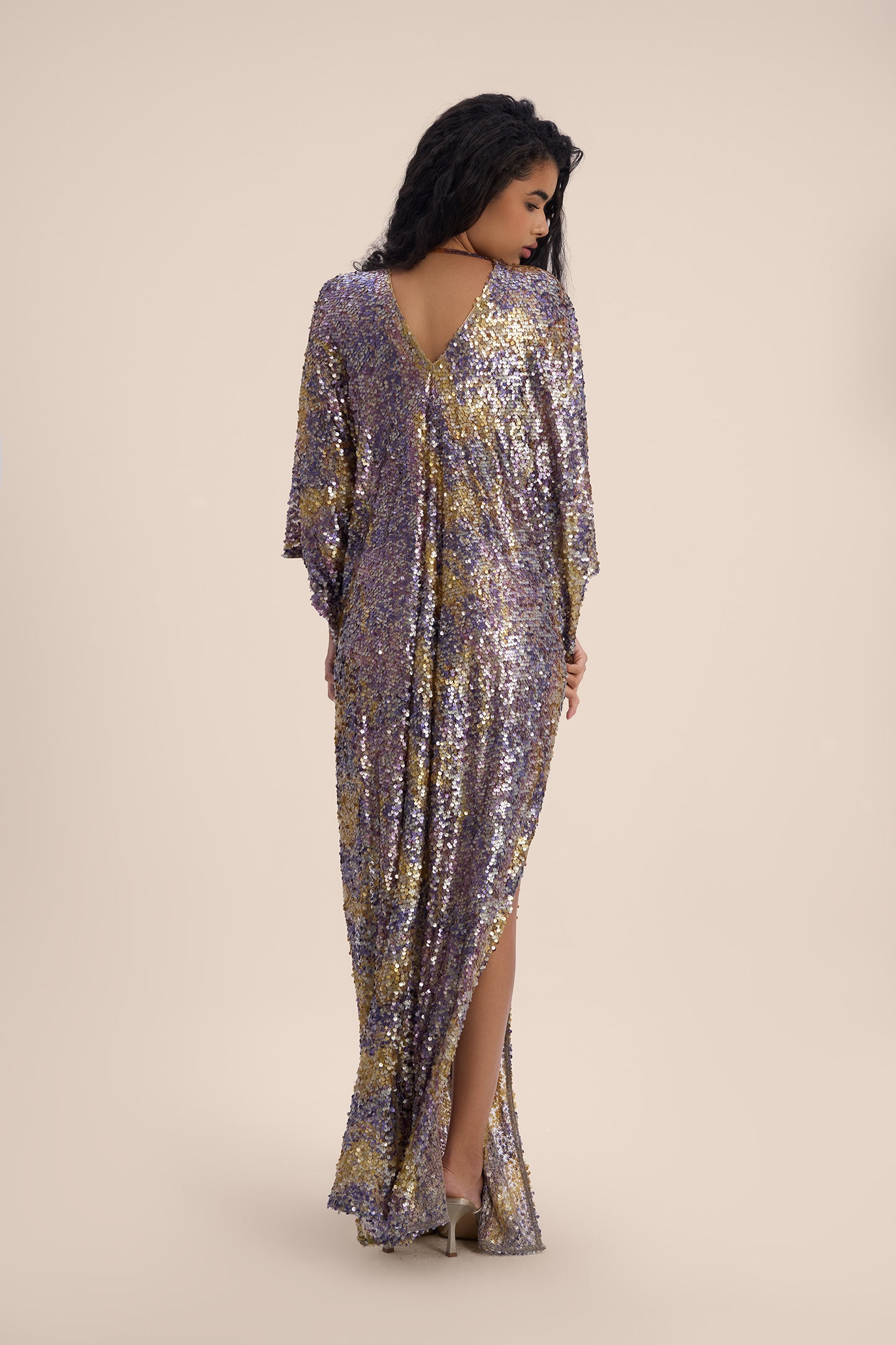 Woman Marie Lou Sequin V-Neckline Kaftan Macchiato 2002534 | Sana Osmani