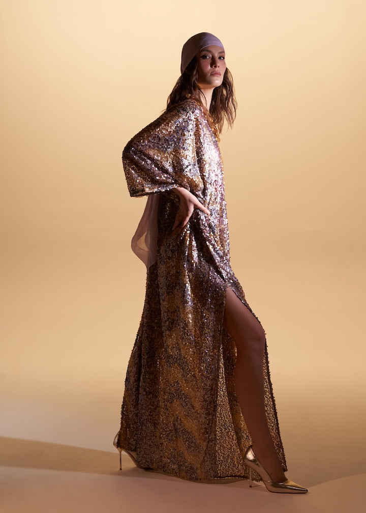 Woman Marie Lou Sequin V-Neckline Kaftan Voilla 2002535 | Sana Osmani