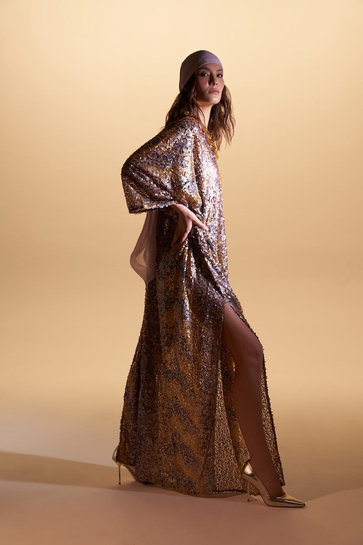 Woman Marie Lou Sequin V-Neckline Kaftan Voilla 2002535 | Sana Osmani