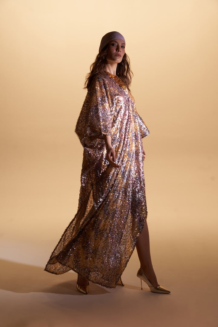 Woman Marie Lou Sequin V-Neckline Kaftan Voilla 2002535 | Sana Osmani