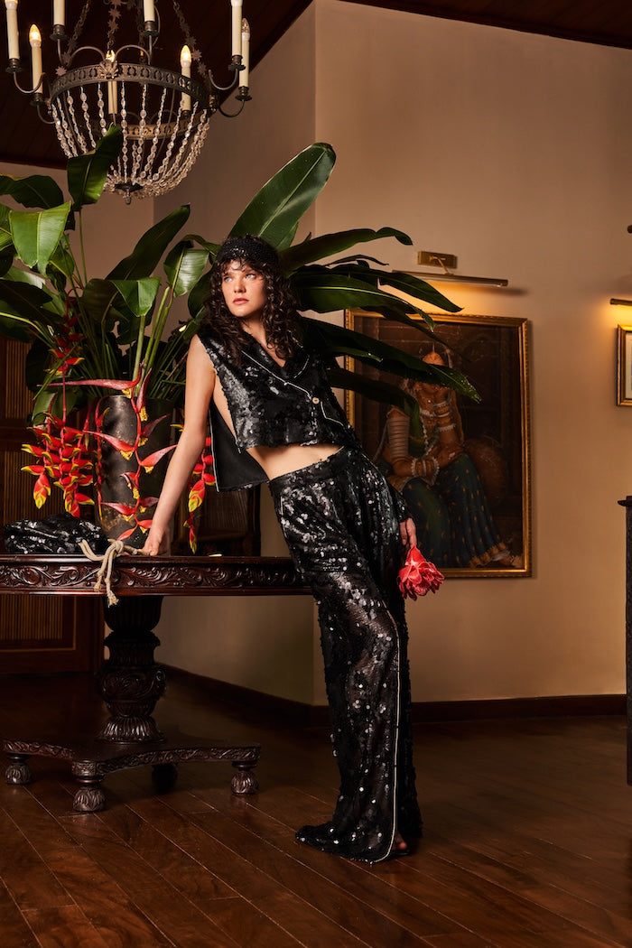 Woman MELROSE SEQUIN BLAZER AND PANTS SET Sunlit Gold 2002668 | Sana Osmani