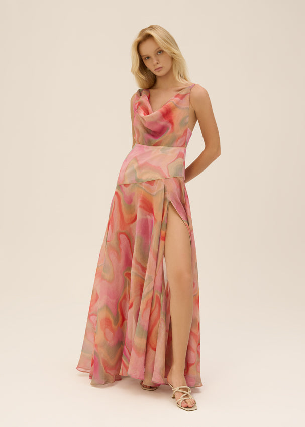 sana pink dress Sana Ribbed Side Slit Cami Midi Dress - Fuchsia Pink