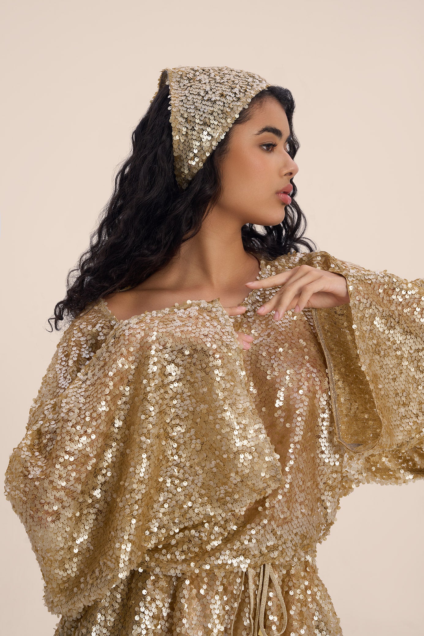 Woman NOIRE SEQUIN LONG SLEEVES SHIRT Macchiato 2002727 | Sana Osmani