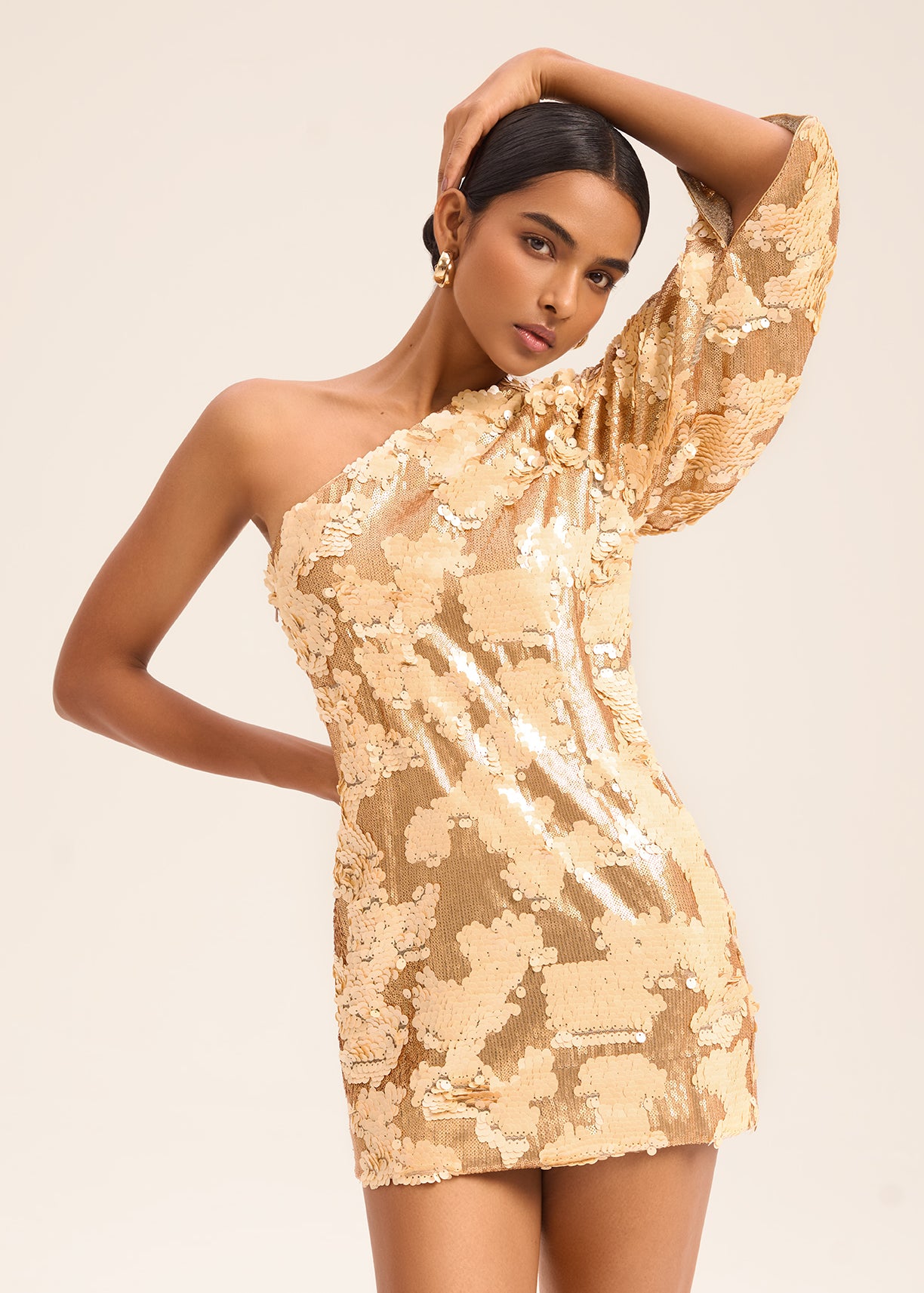 Woman NOCHI ONE SHOULDER SEQUIN MINI DRESS Sunlit Gold 2002542 | Sana Osmani