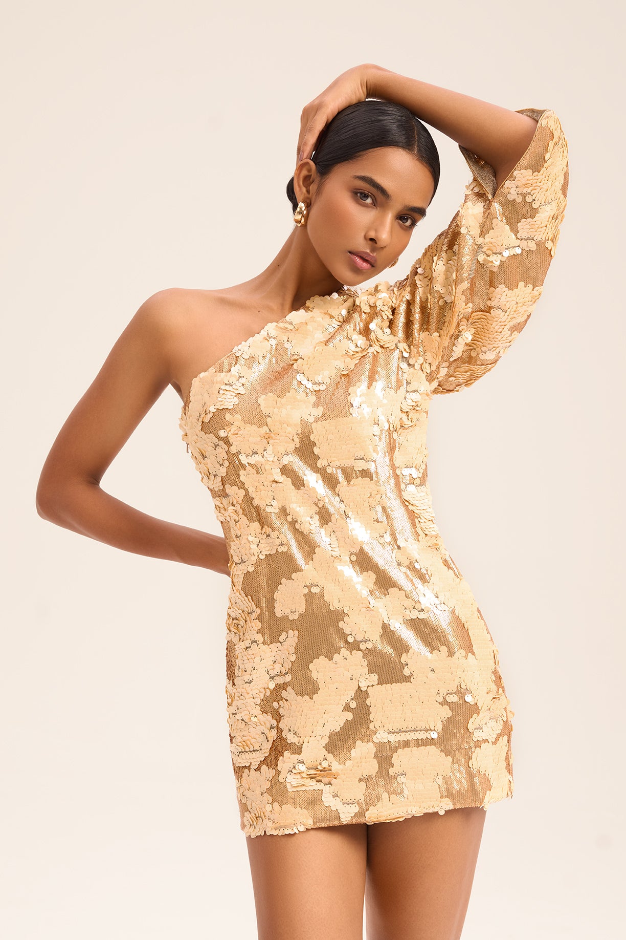 Woman NOCHI ONE SHOULDER SEQUIN MINI DRESS Sunlit Gold 2002542 | Sana Osmani